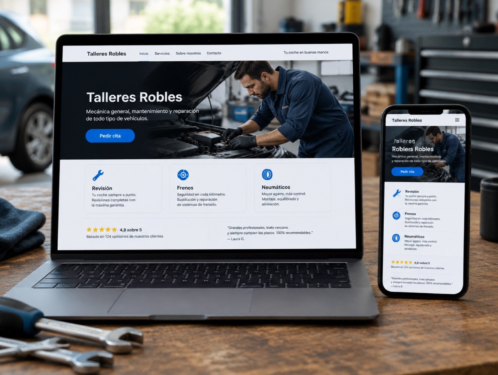 Ejemplo de web para un taller mecánico